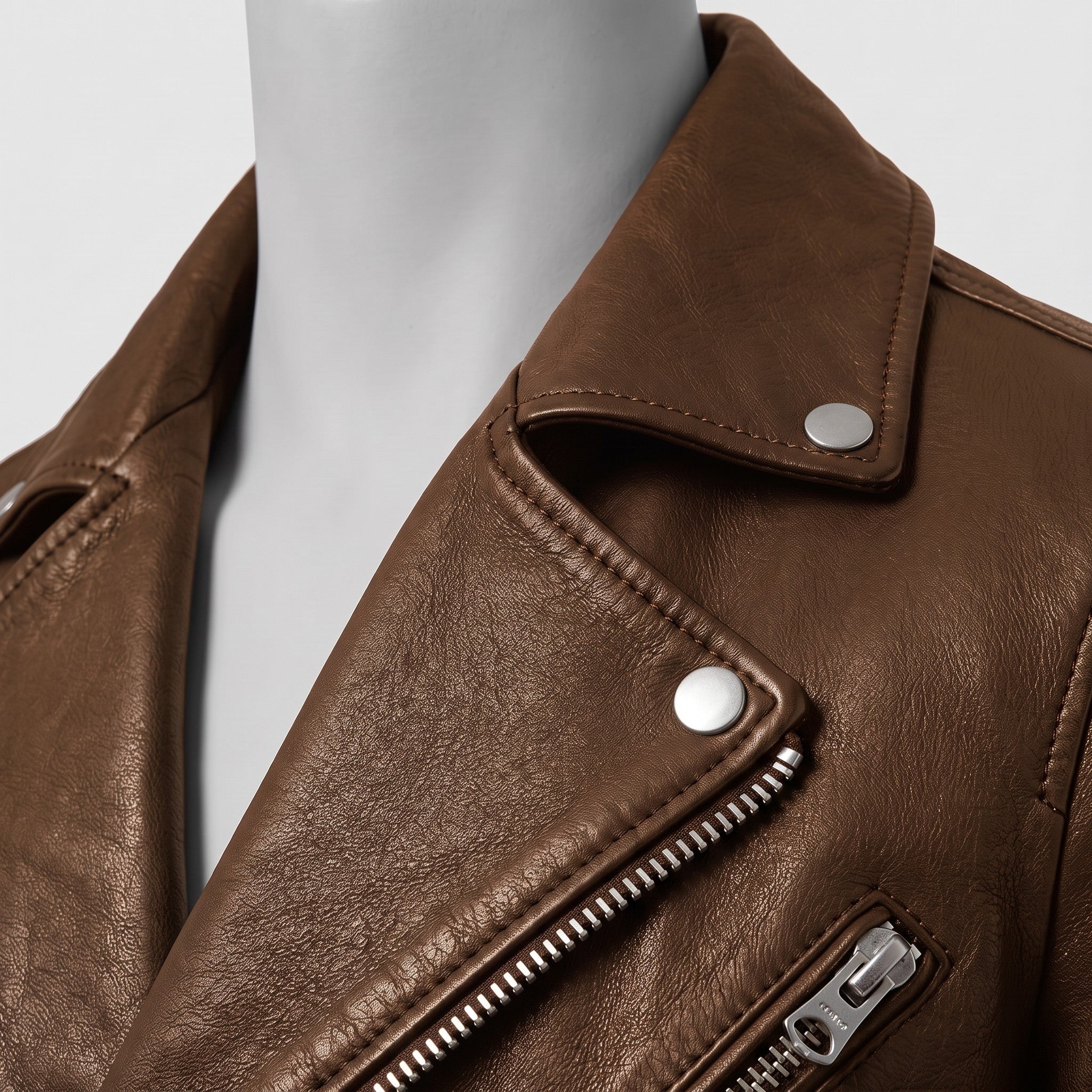 Men's Brown Leather Biker Jacket — Padmore