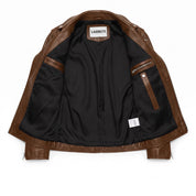 Men's Brown Leather Biker Jacket — Padmore