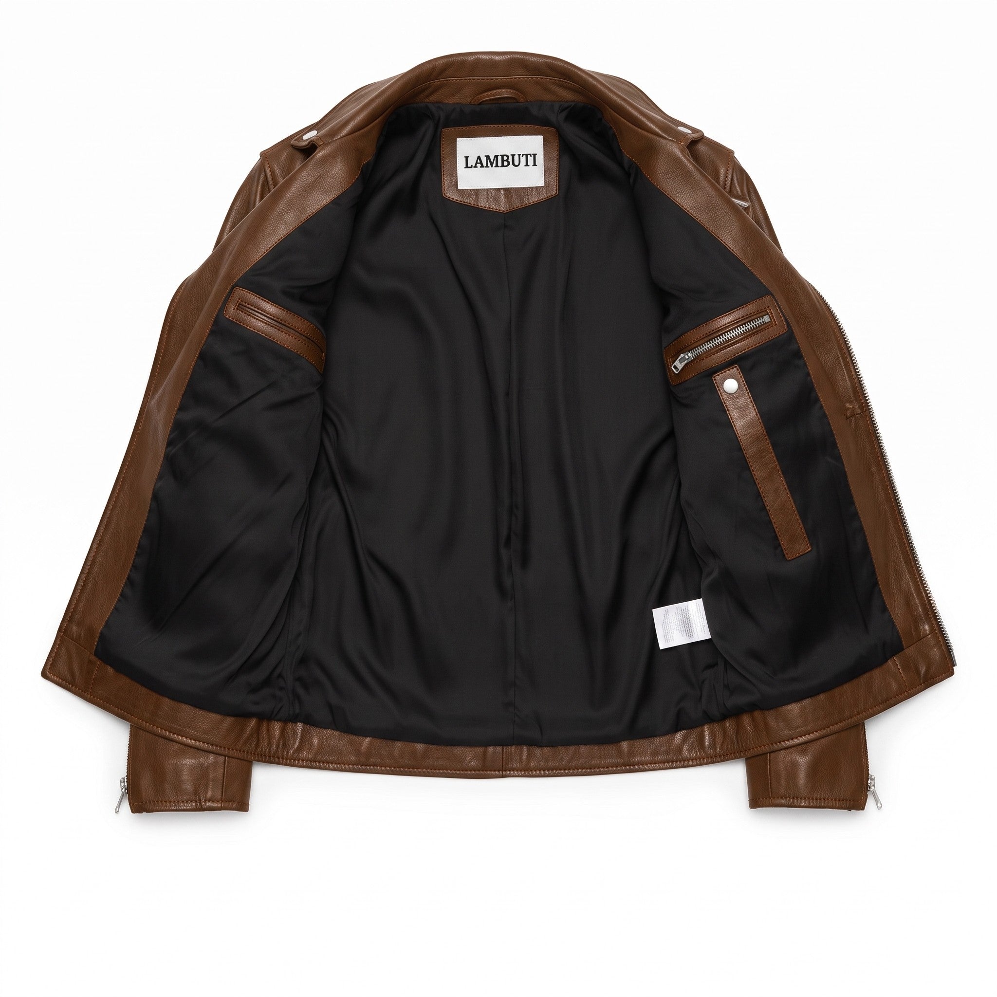 Men's Brown Leather Biker Jacket — Padmore