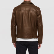 Men's Brown Leather Biker Jacket — Padmore