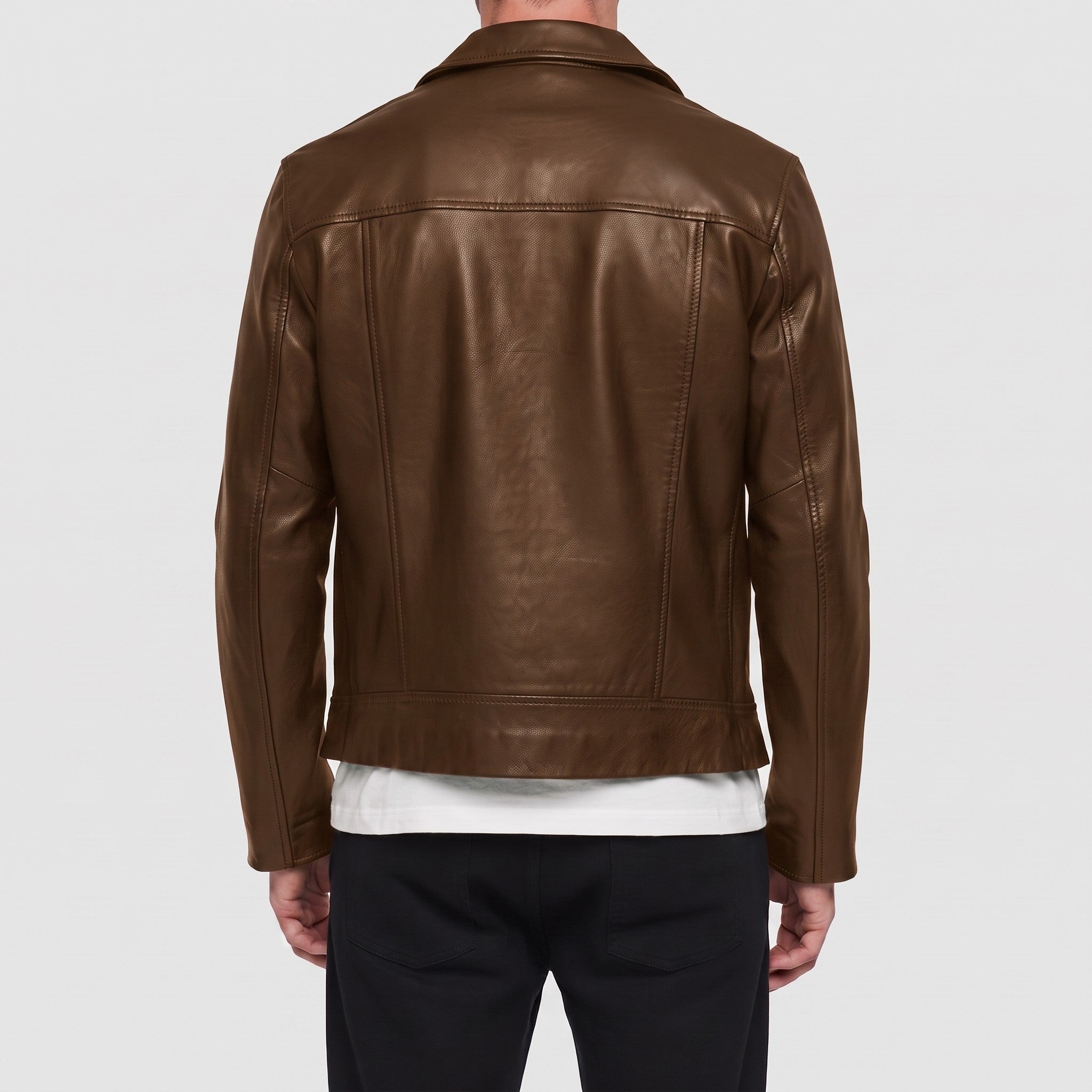 Men's Brown Leather Biker Jacket — Padmore