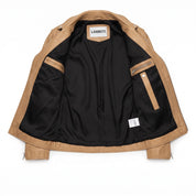 Men's Tan Leather Biker Jacket — Padmore