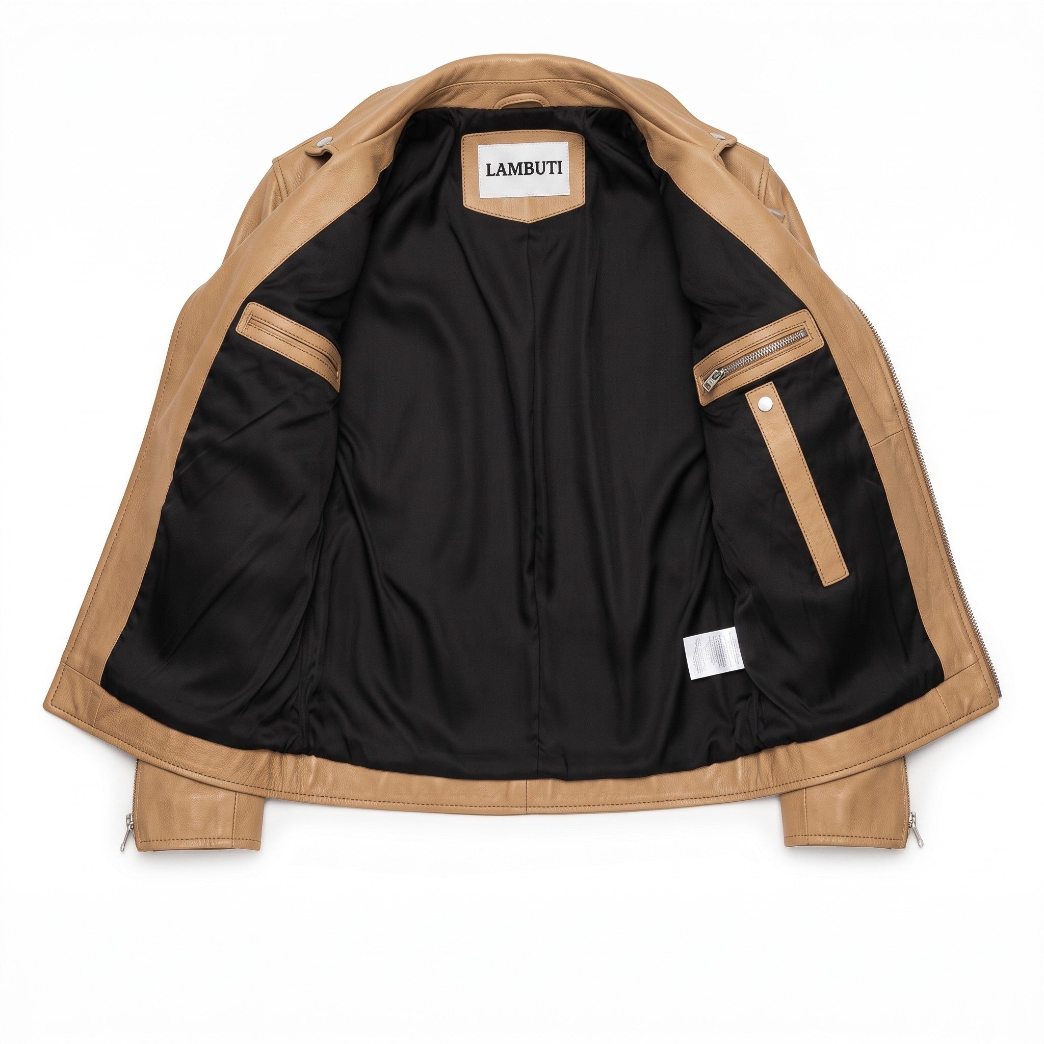 Men's Tan Leather Biker Jacket — Padmore