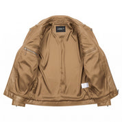 Men's Tan Asymmetric Zip Leather Biker Jacket — Claverley