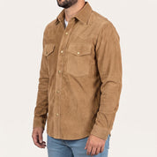 Men's Tan Suede Shirt Jacket — Dalyell