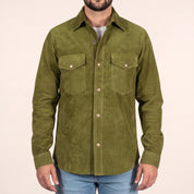 Men's Olive Green Suede Shirt Jacket — Dalyell