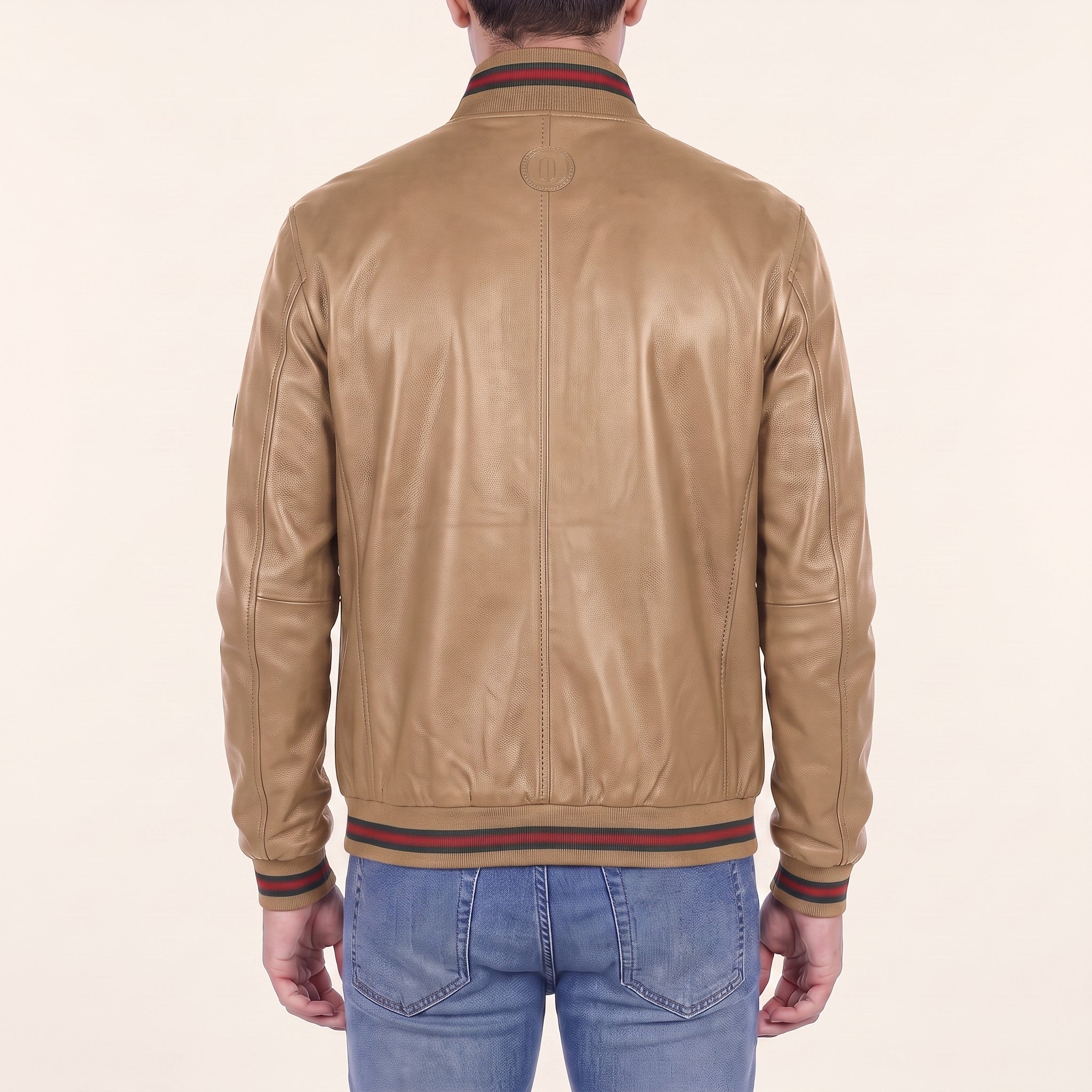 Men's Tan Leather Bomber Jacket — Gerrard