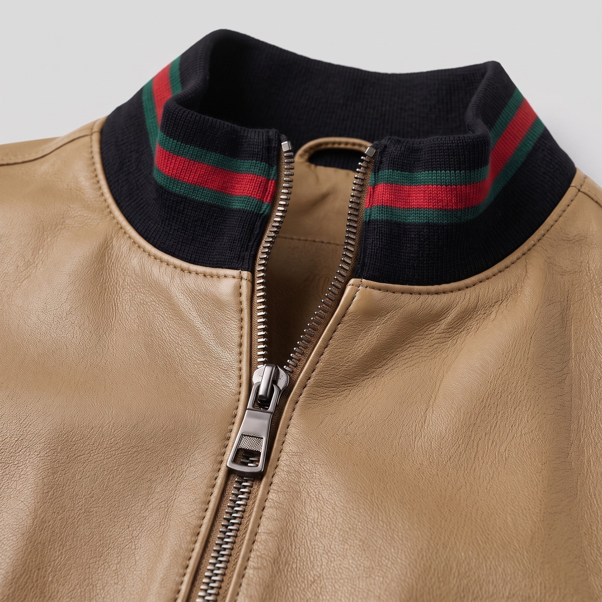 Men's Tan Leather Bomber Jacket — Gerrard