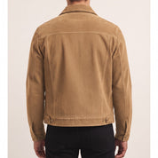 Men's Tan Cropped Suede Trucker Jacket — Egbert