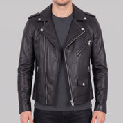 Men's Black Leather Perfecto Jacket — Audley