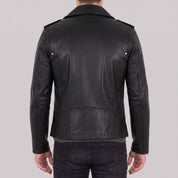 Men's Black Leather Perfecto Jacket — Audley