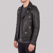 Men's Black Leather Perfecto Jacket — Audley