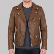 Men's Brown Leather Perfecto Jacket — Audley