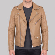 Men's Tan Leather Perfecto Jacket — Audley