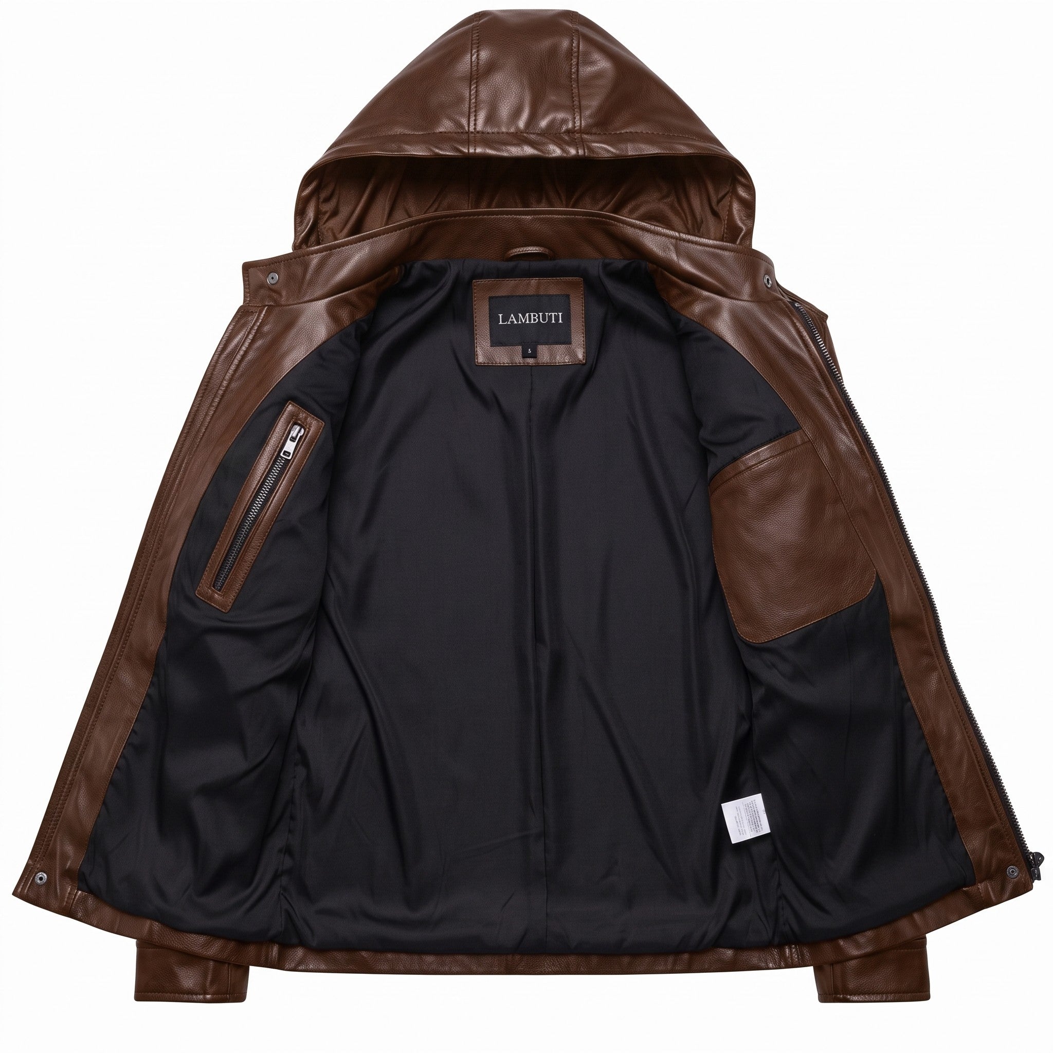 Men's Brown Hooded Leather M-65 Field Jacket — Cranshaw