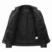 Men's Black Leather Biker Jacket — Collis
