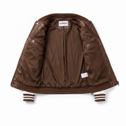 Men's Brown and White Quilted Leather Bomber Jacket — Baverstock