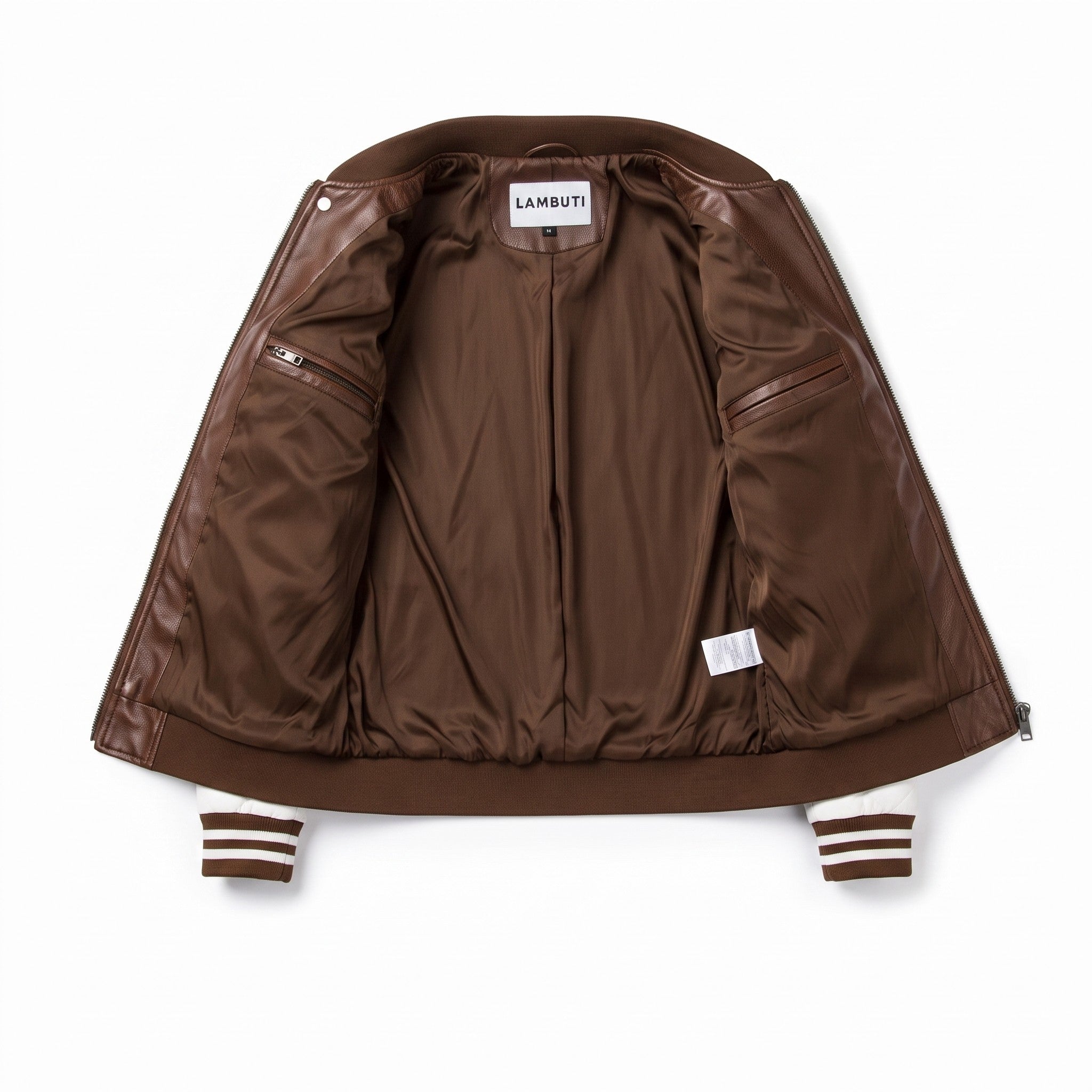 Men's Brown and White Quilted Leather Bomber Jacket — Baverstock