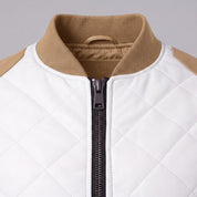 Men's Tan and White Quilted Leather Bomber Jacket — Baverstock