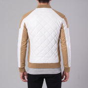 Men's Tan and White Quilted Leather Bomber Jacket — Baverstock