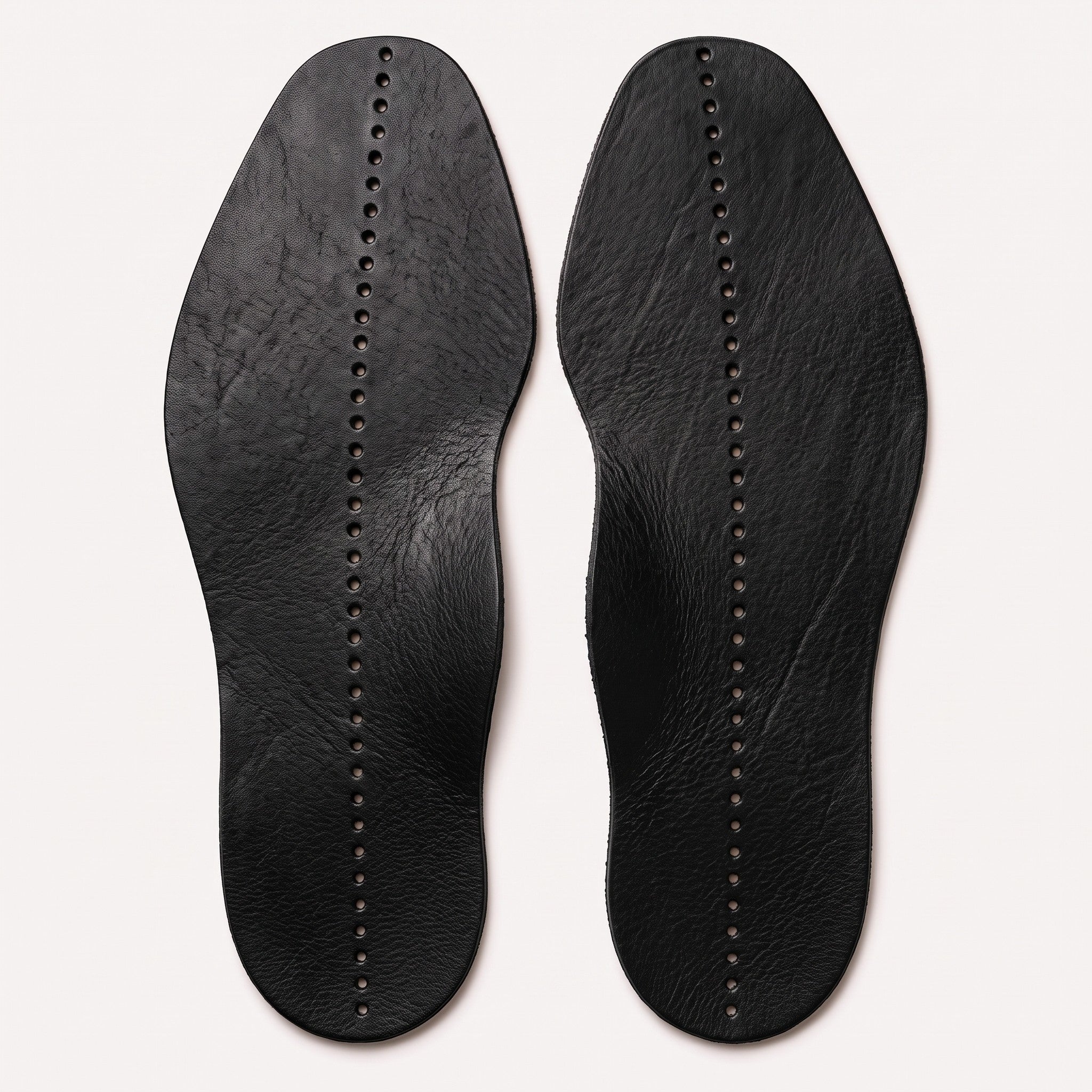 Black Centre-Line Perforated Full-Grain Leather Insoles — Abborne