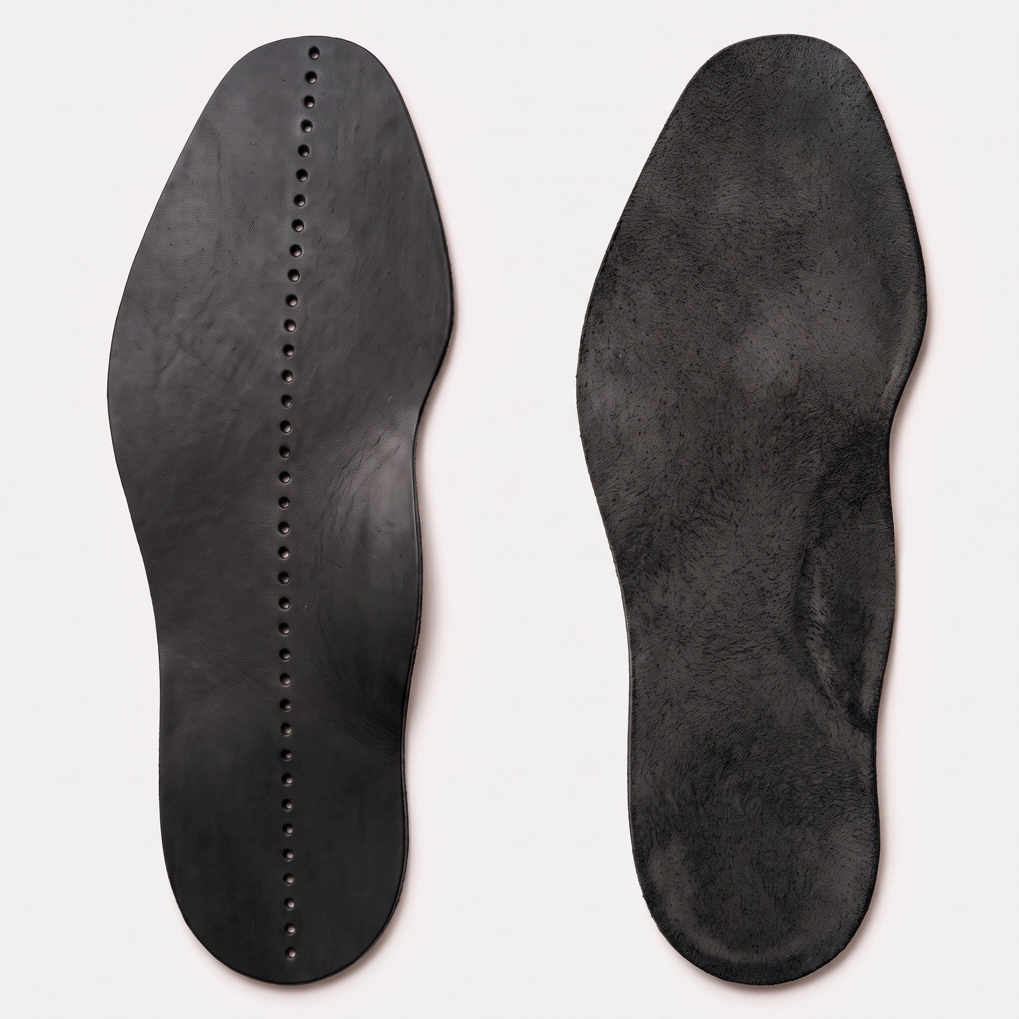 Black Centre-Line Perforated Full-Grain Leather Insoles — Abborne