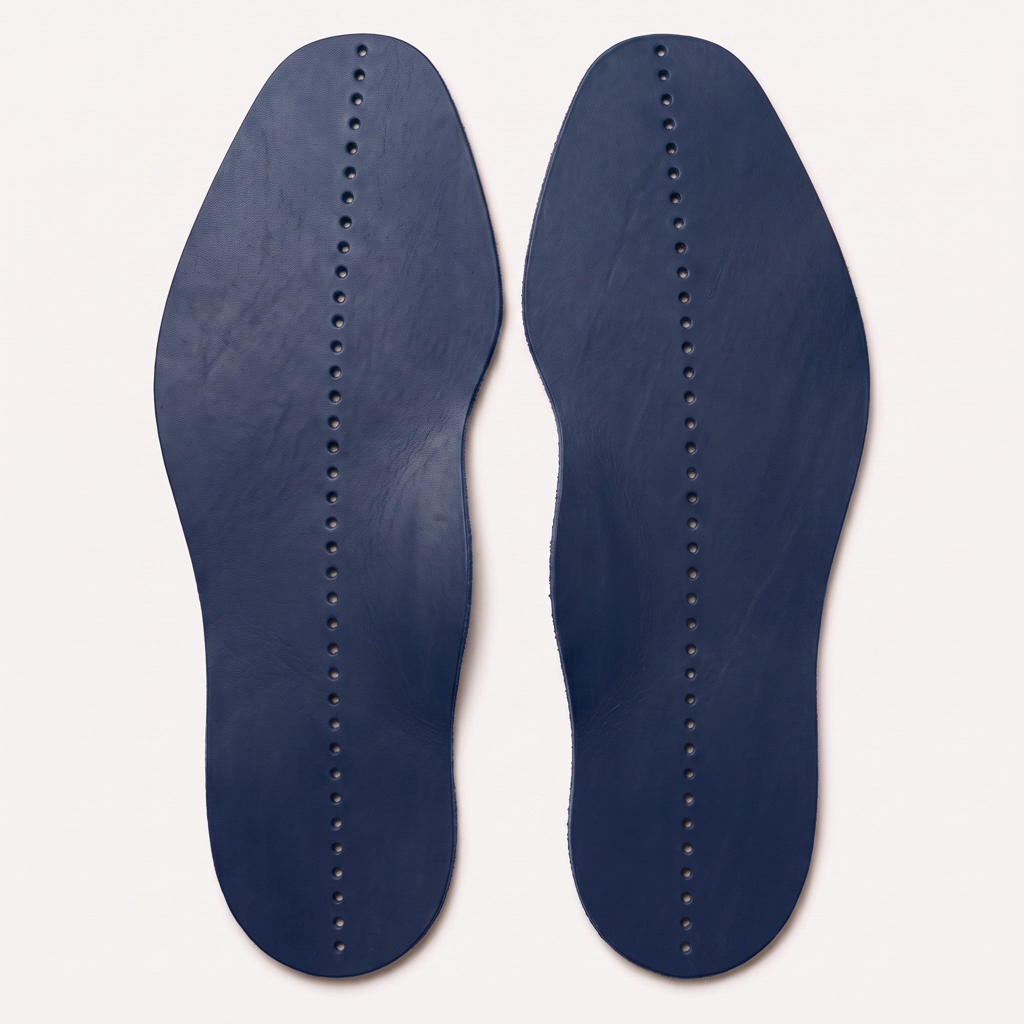 Navy Blue Centre-Line Perforated Full-Grain Leather Insoles — Abborne