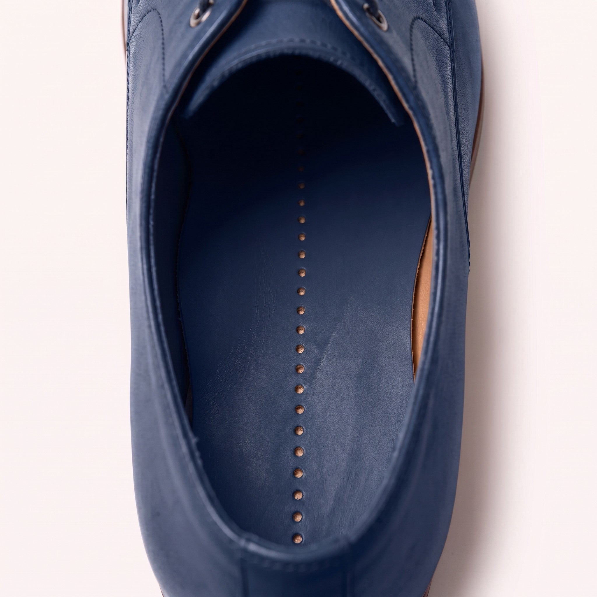 Navy Blue Centre-Line Perforated Full-Grain Leather Insoles — Abborne