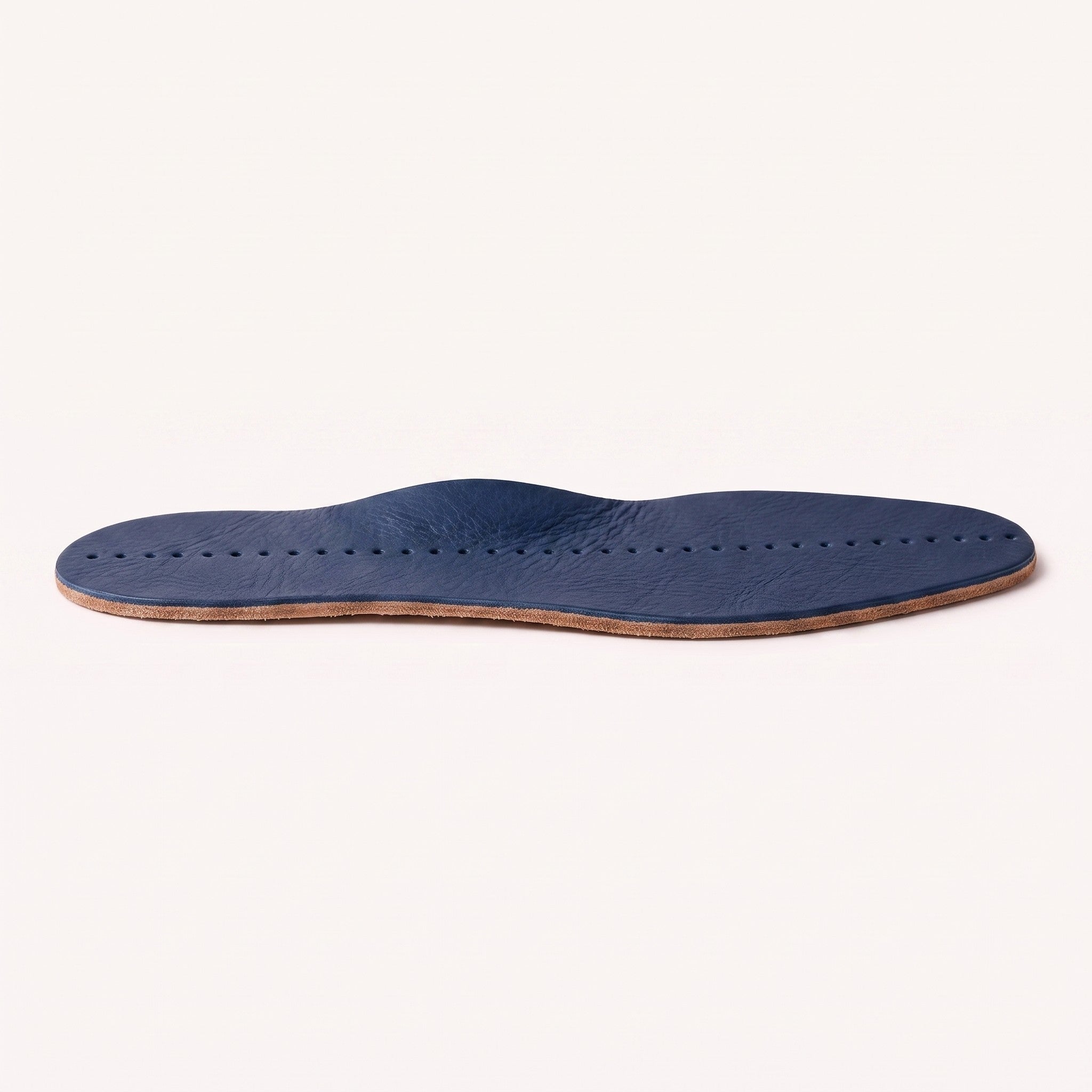 Navy Blue Centre-Line Perforated Full-Grain Leather Insoles — Abborne