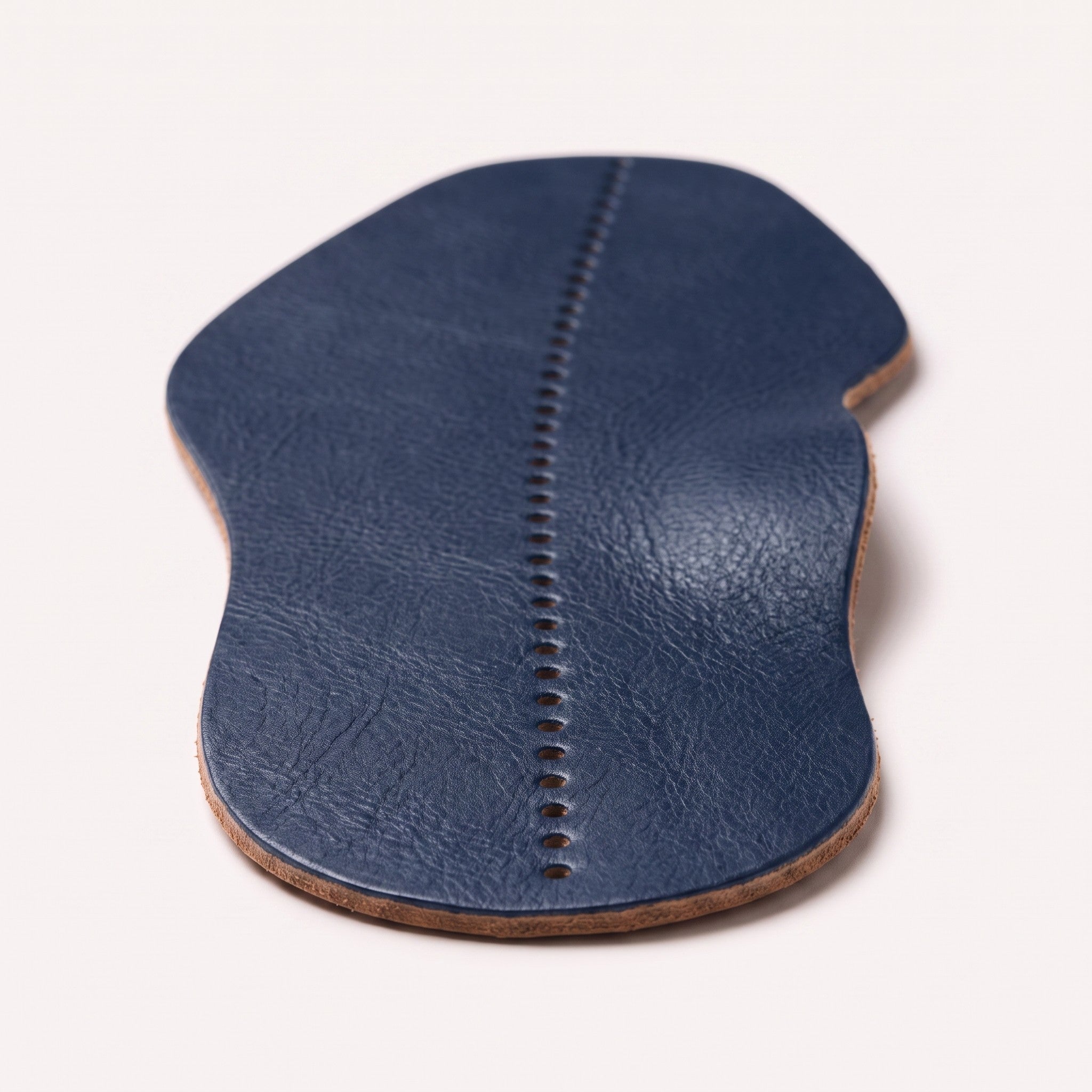 Navy Blue Centre-Line Perforated Full-Grain Leather Insoles — Abborne