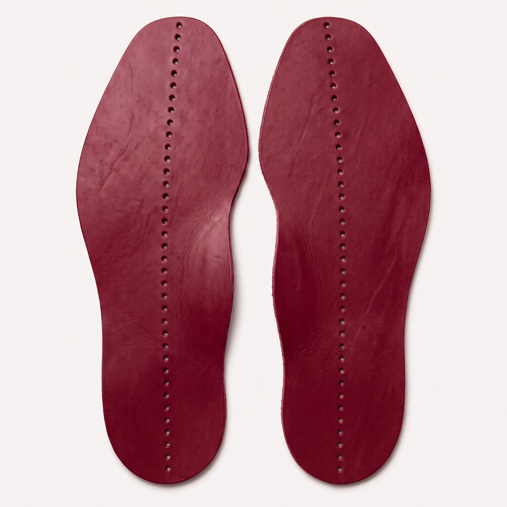 Burgundy Centre-Line Perforated Full-Grain Leather Insoles — Abborne