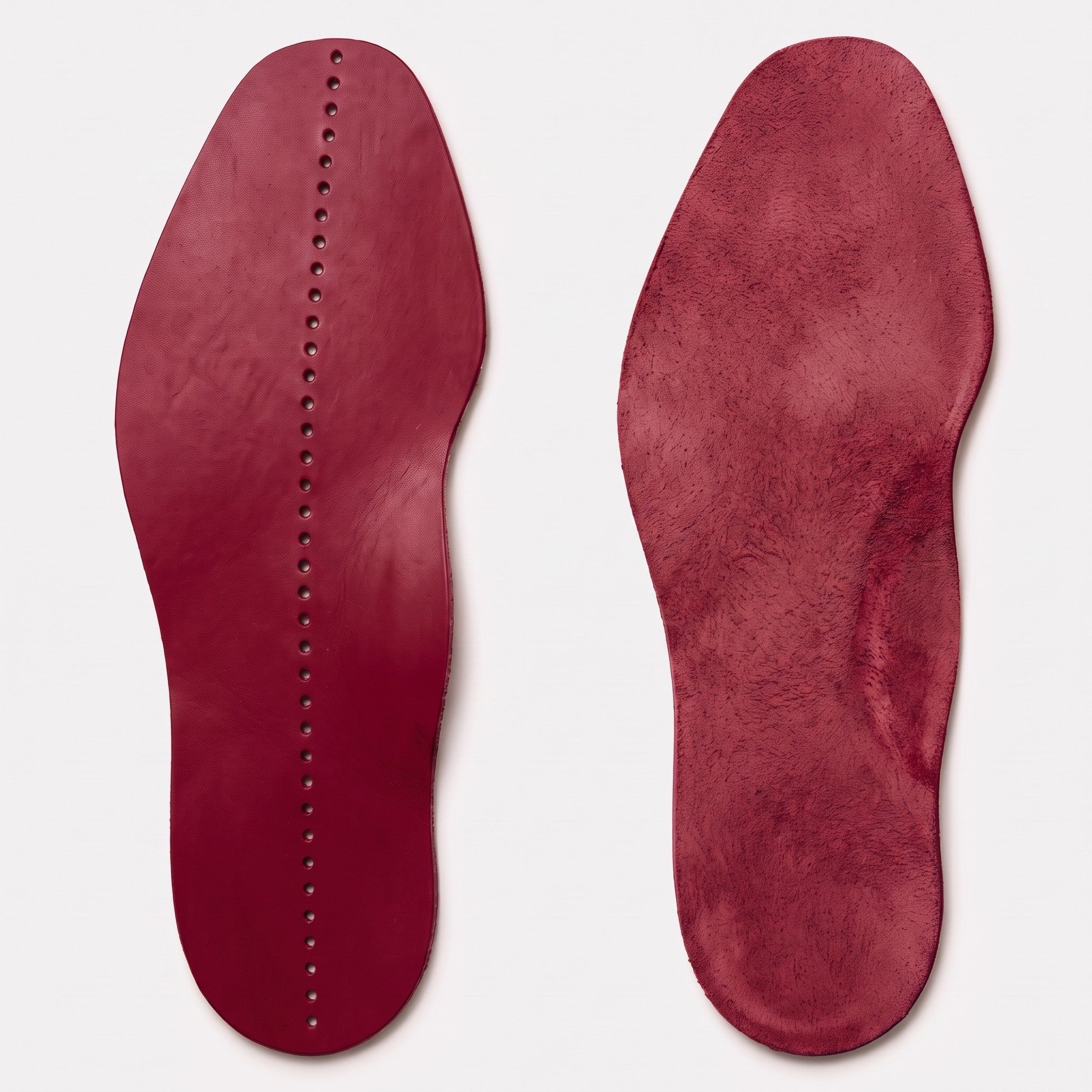 Burgundy Centre-Line Perforated Full-Grain Leather Insoles — Abborne