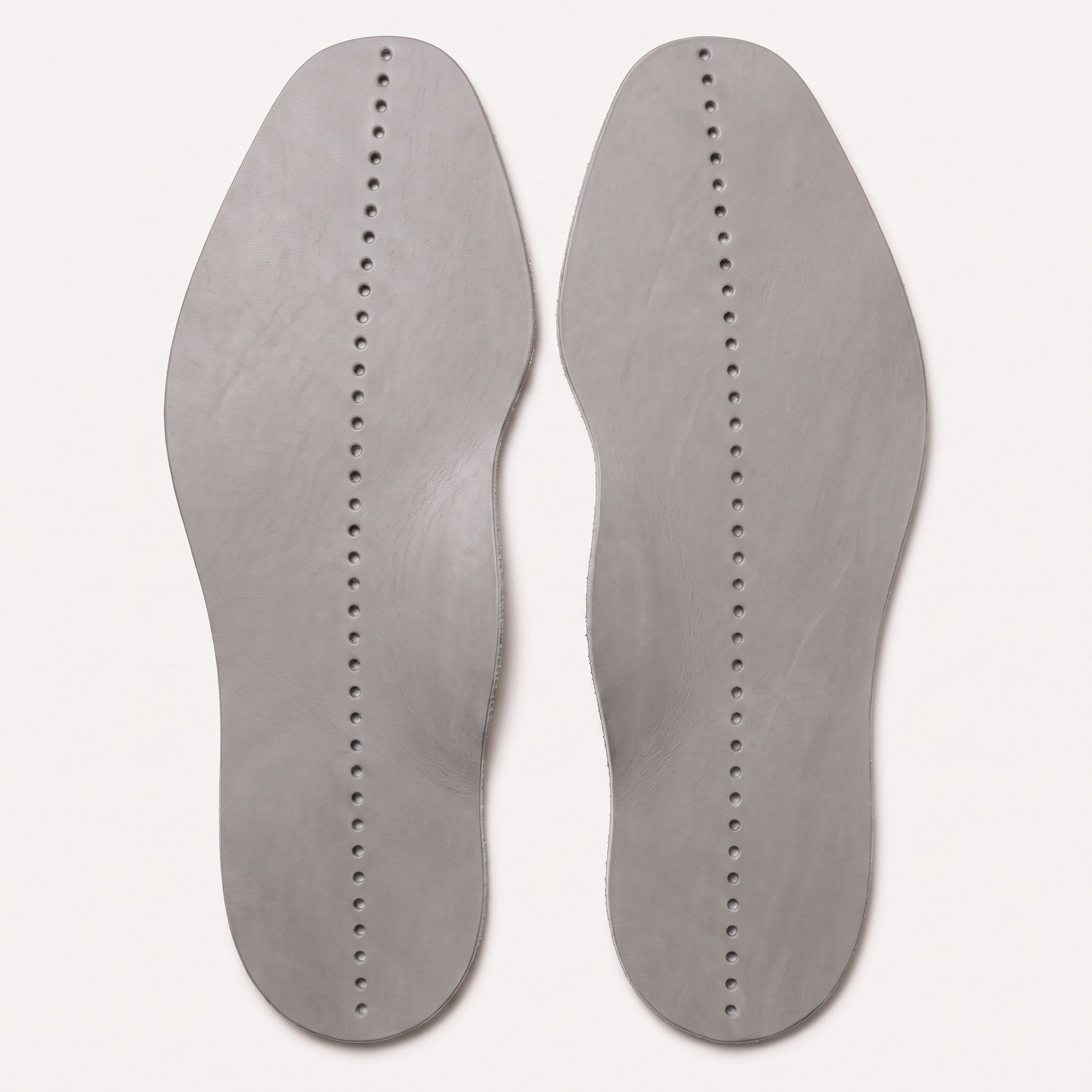 Light Gray Centre-Line Perforated Full-Grain Leather Insoles — Abborne