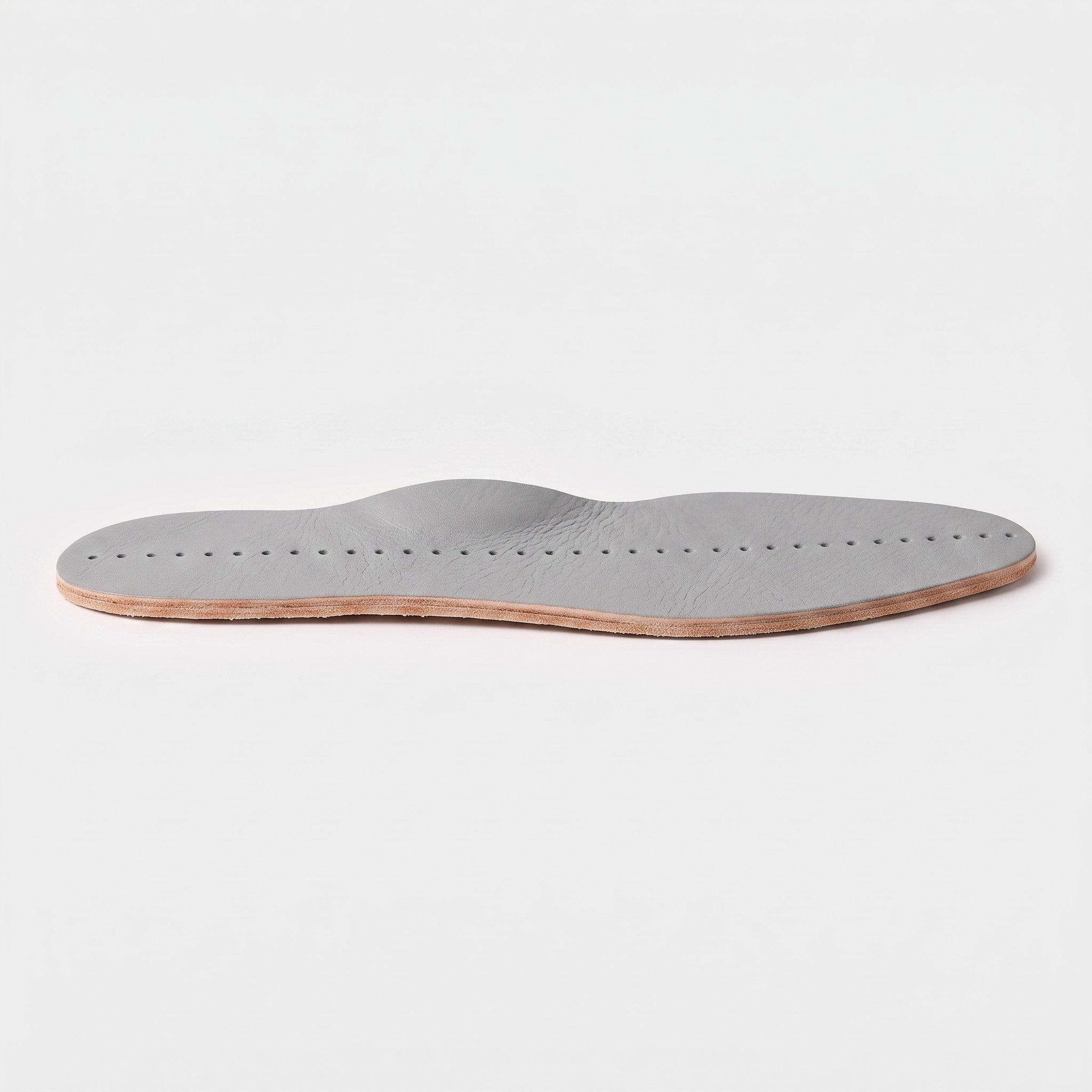 Light Gray Centre-Line Perforated Full-Grain Leather Insoles — Abborne