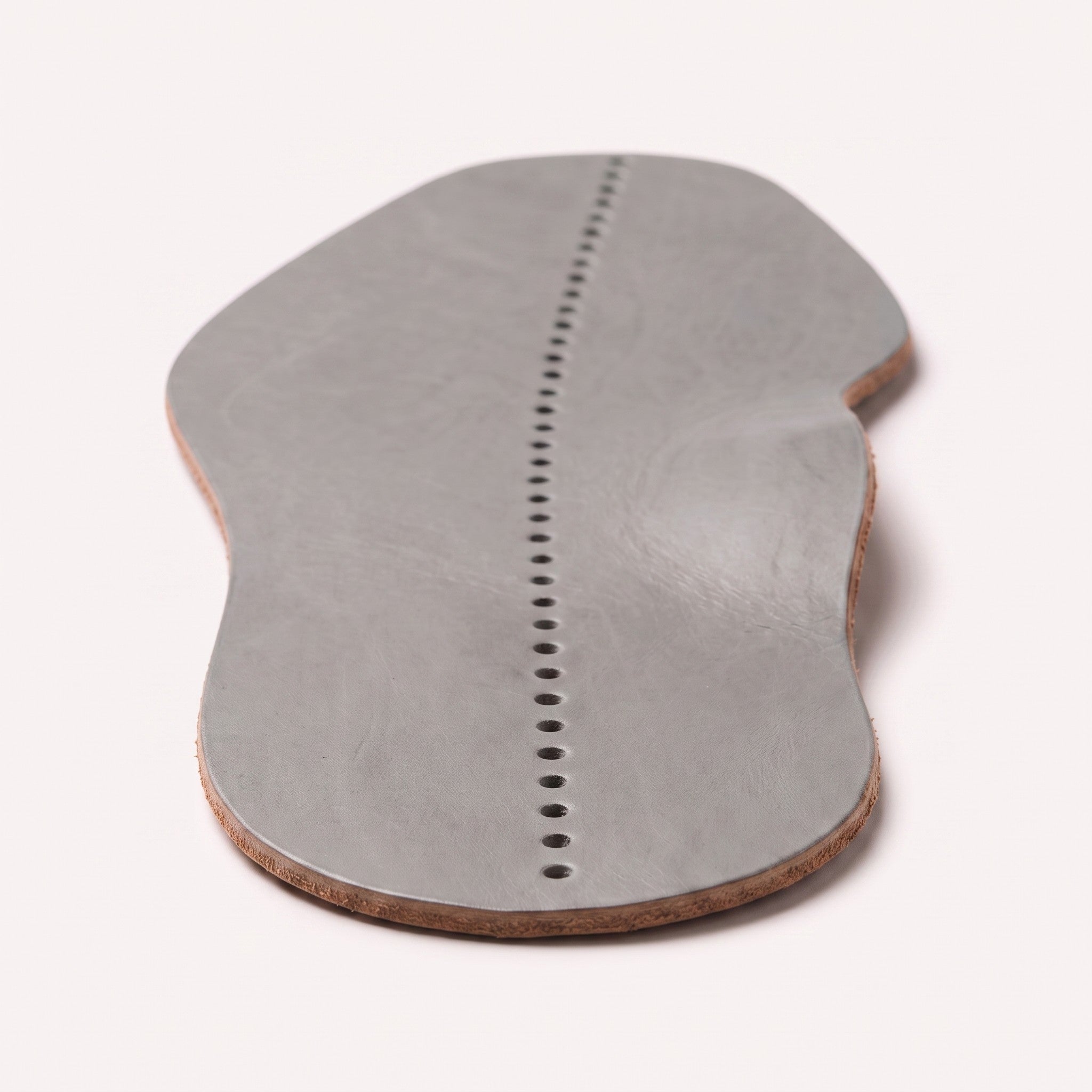 Light Gray Centre-Line Perforated Full-Grain Leather Insoles — Abborne