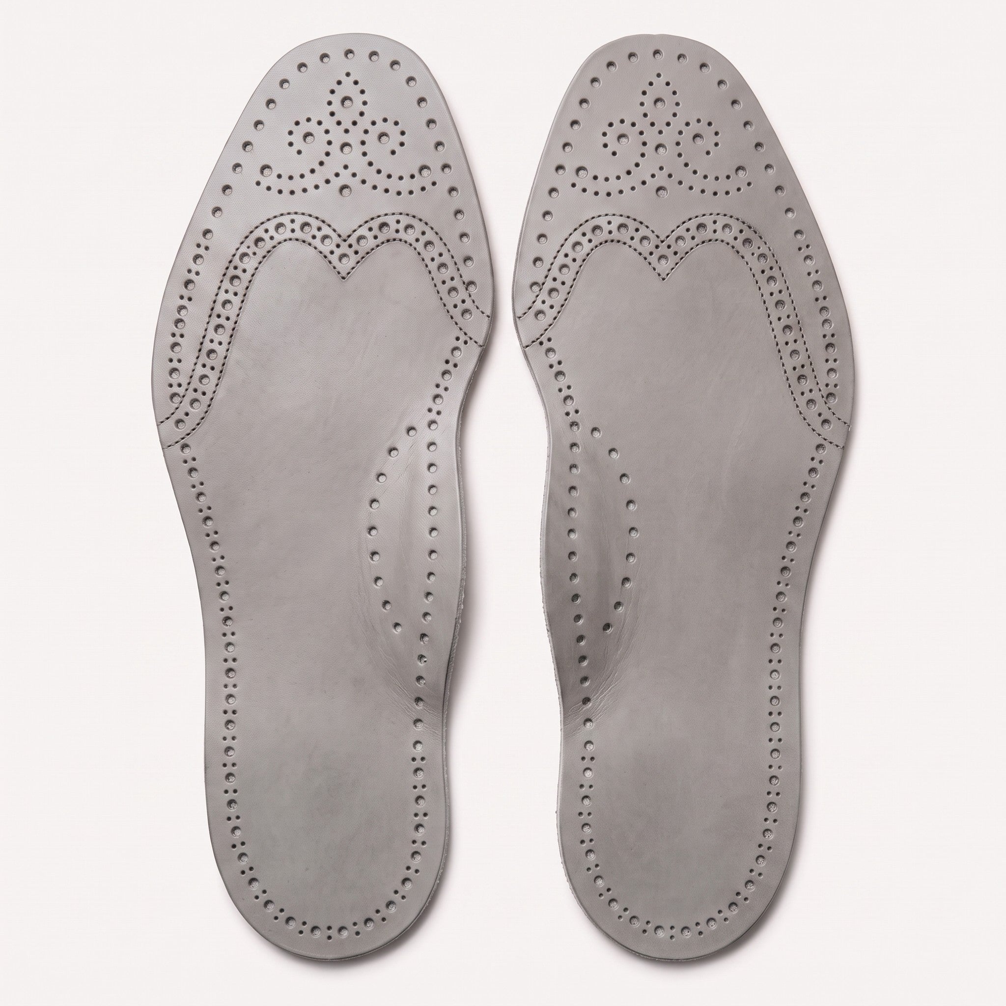 Light Gray Wingtip Brogue Full-Grain Leather Insoles — Bassett
