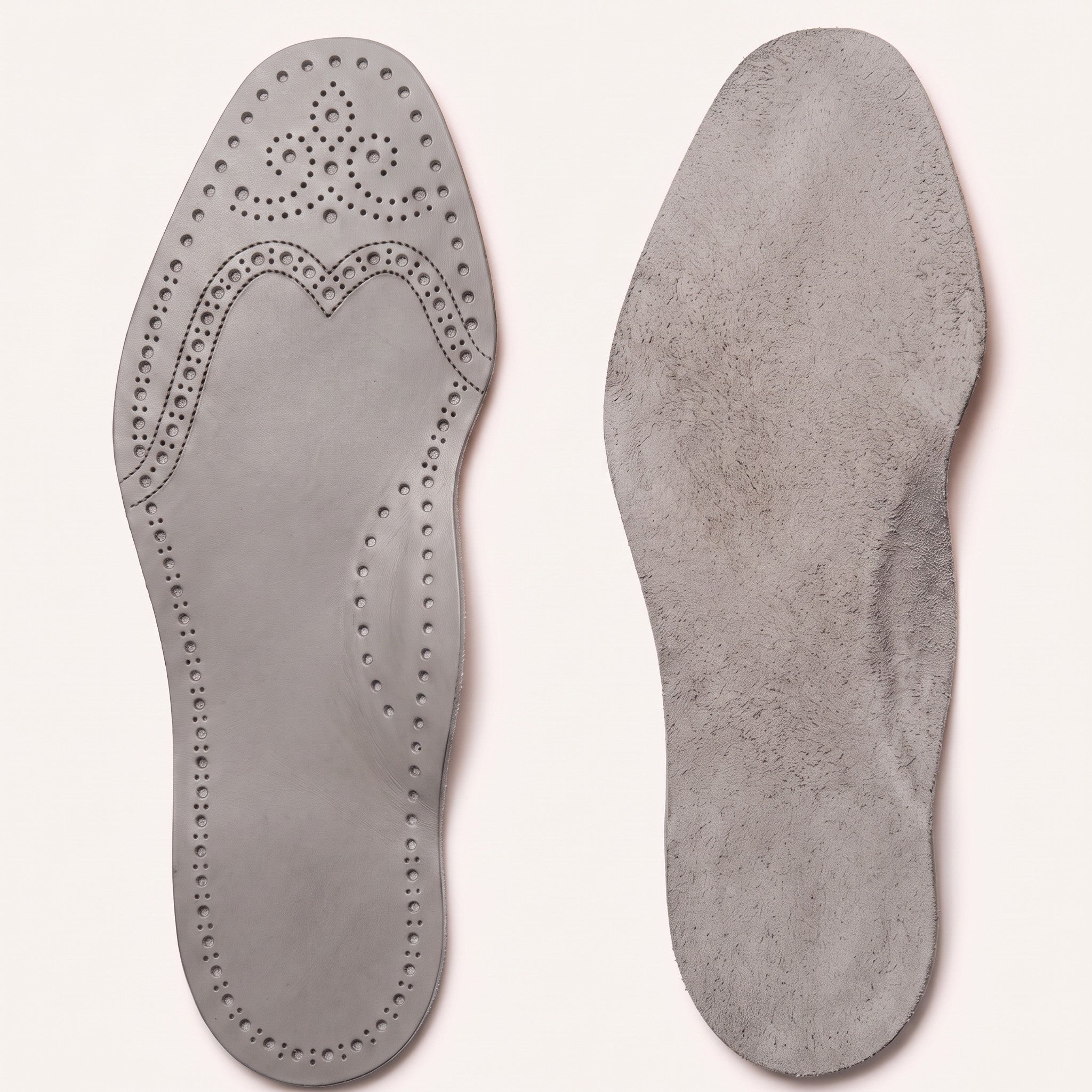 Light Gray Wingtip Brogue Full-Grain Leather Insoles — Bassett