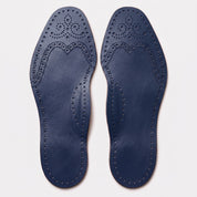 Navy Blue Wingtip Brogue Full-Grain Leather Insoles — Bassett