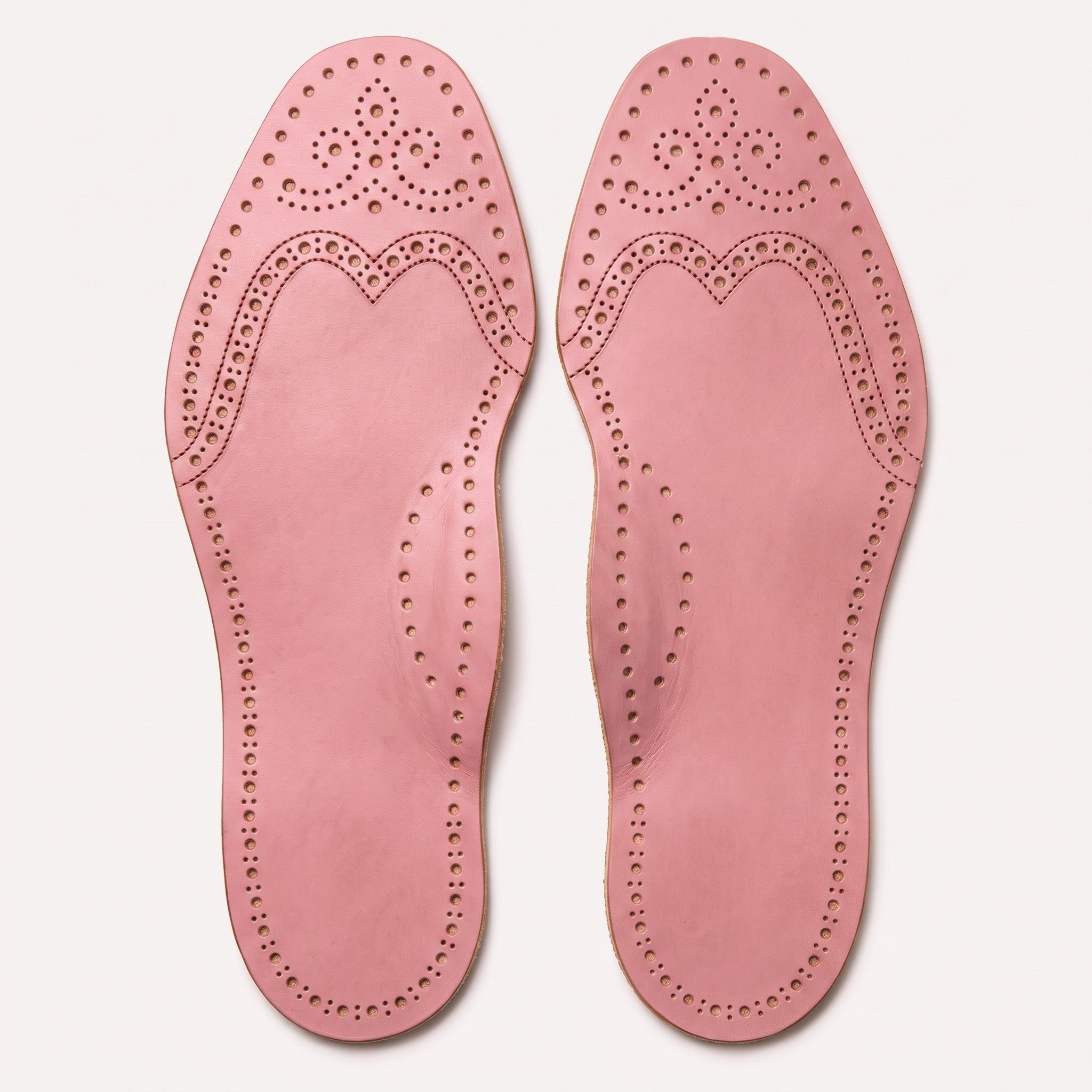 Rose Pink Wingtip Brogue Full-Grain Leather Insoles — Bassett