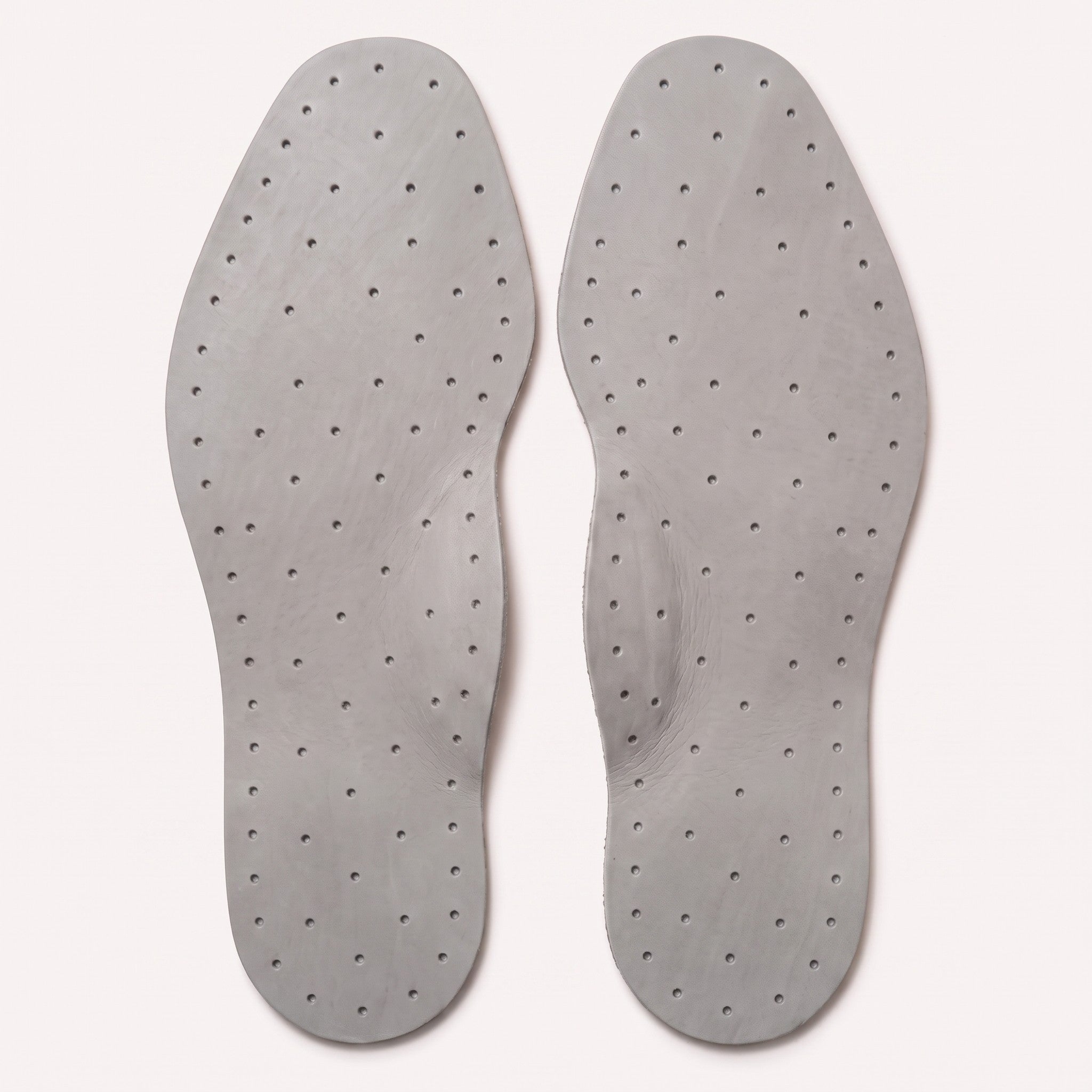 Light Gray Diamond-Punched Full-Grain Leather Insoles — Finham