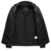 Men's Black Hooded Leather Biker Jacket — Berden