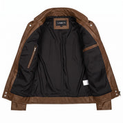 Men's Brown Leather Biker Jacket — Benedict