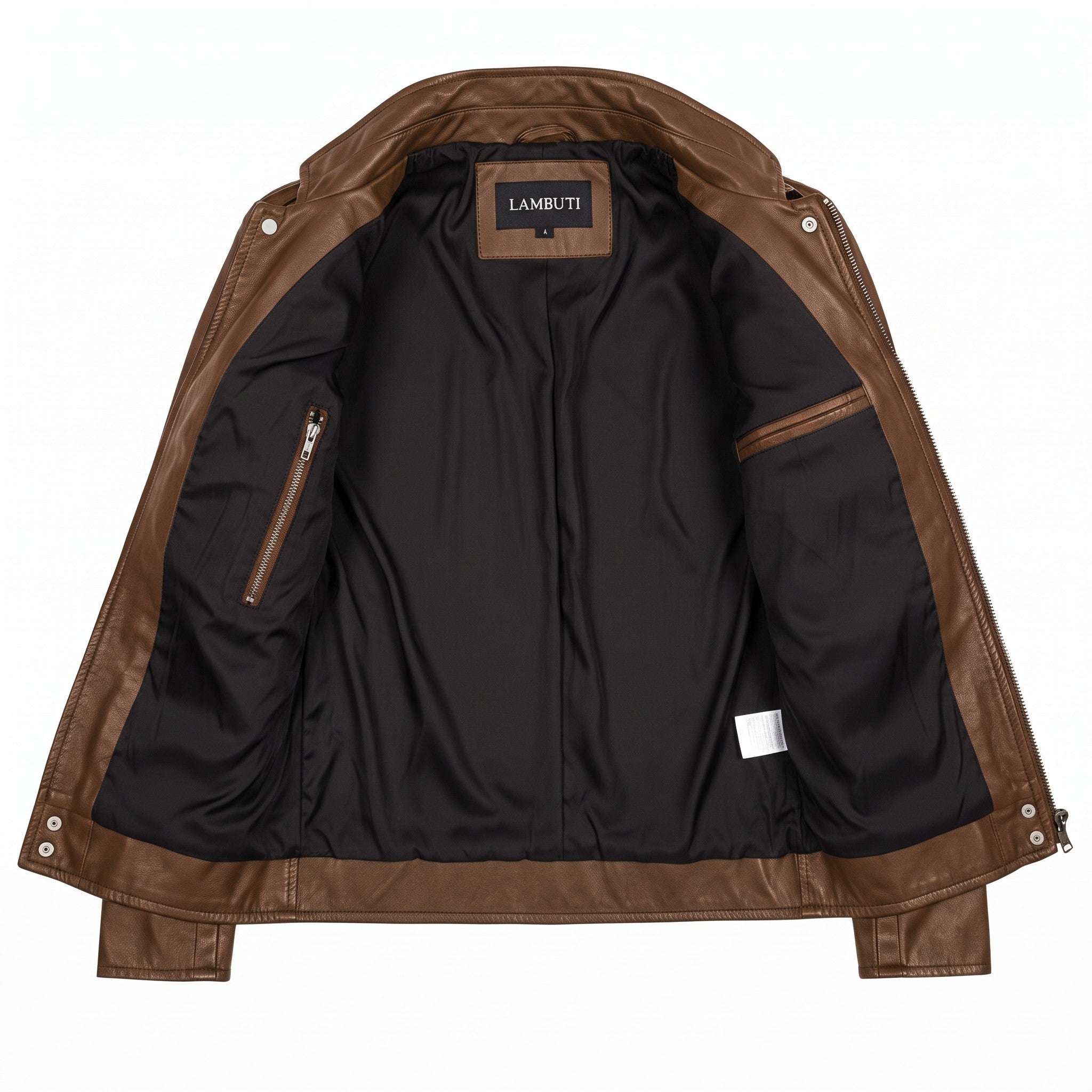 Men's Brown Leather Biker Jacket — Benedict