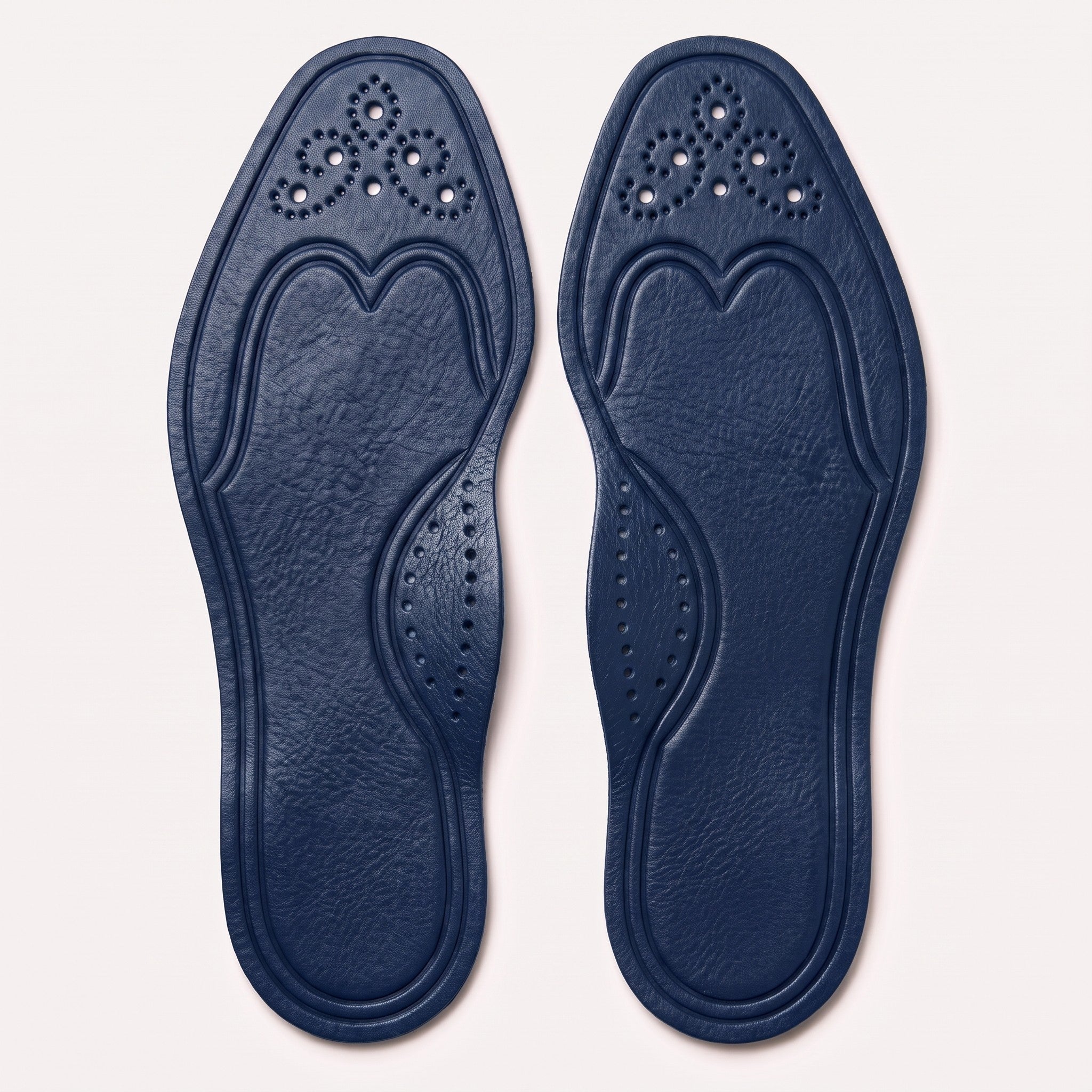Navy Blue Wingtip Full-Grain Leather Insoles — Adridge
