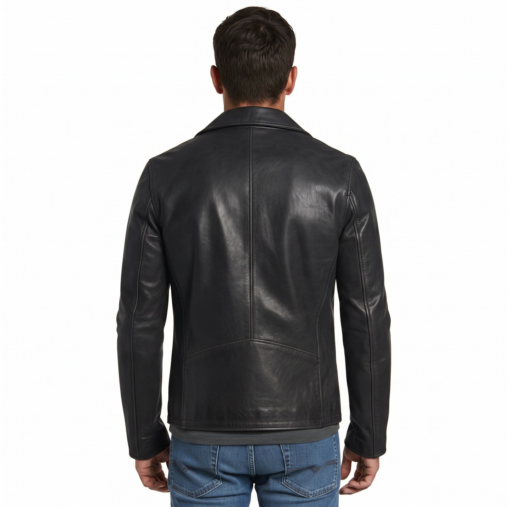 Men's Black Leather Biker Jacket — Belmont