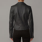 Women's Black Leather Perfecto Jacket — Abberdale