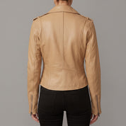 Women's Tan Leather Perfecto Jacket — Abberdale