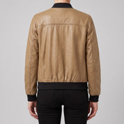 Women's Tan Leather Bomber Jacket — Elliot