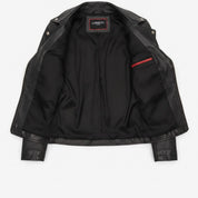 Women's Black Asymmetric Zip Leather Biker Jacket — Mortimer