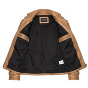 Women's Tan Leather Biker Jacket — Townley